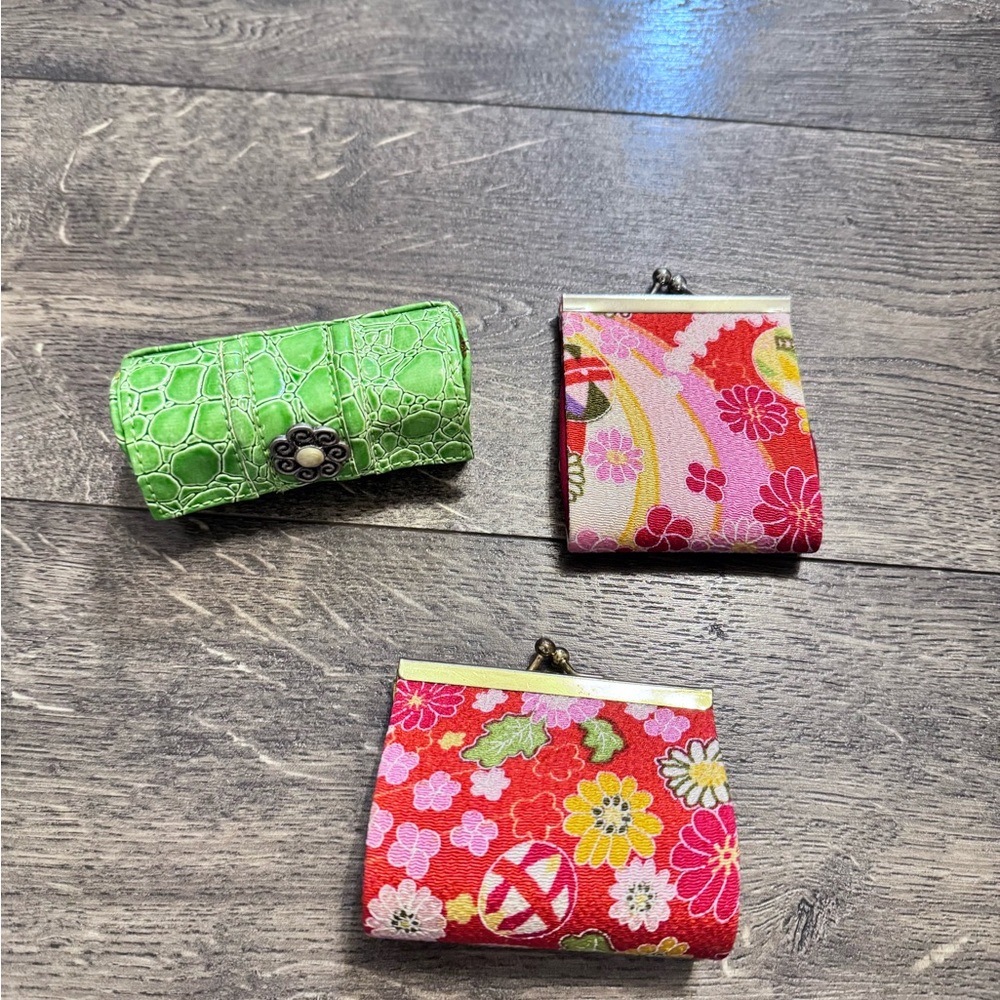 Set of Japanese Floral Print Coin Bag & Sewing Kit Bag & Lipstick case NEW